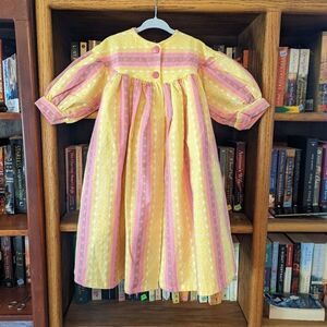 Honeysuckle𝅺 for sears vintage 60s smock dress pink yellow striped dress size 4